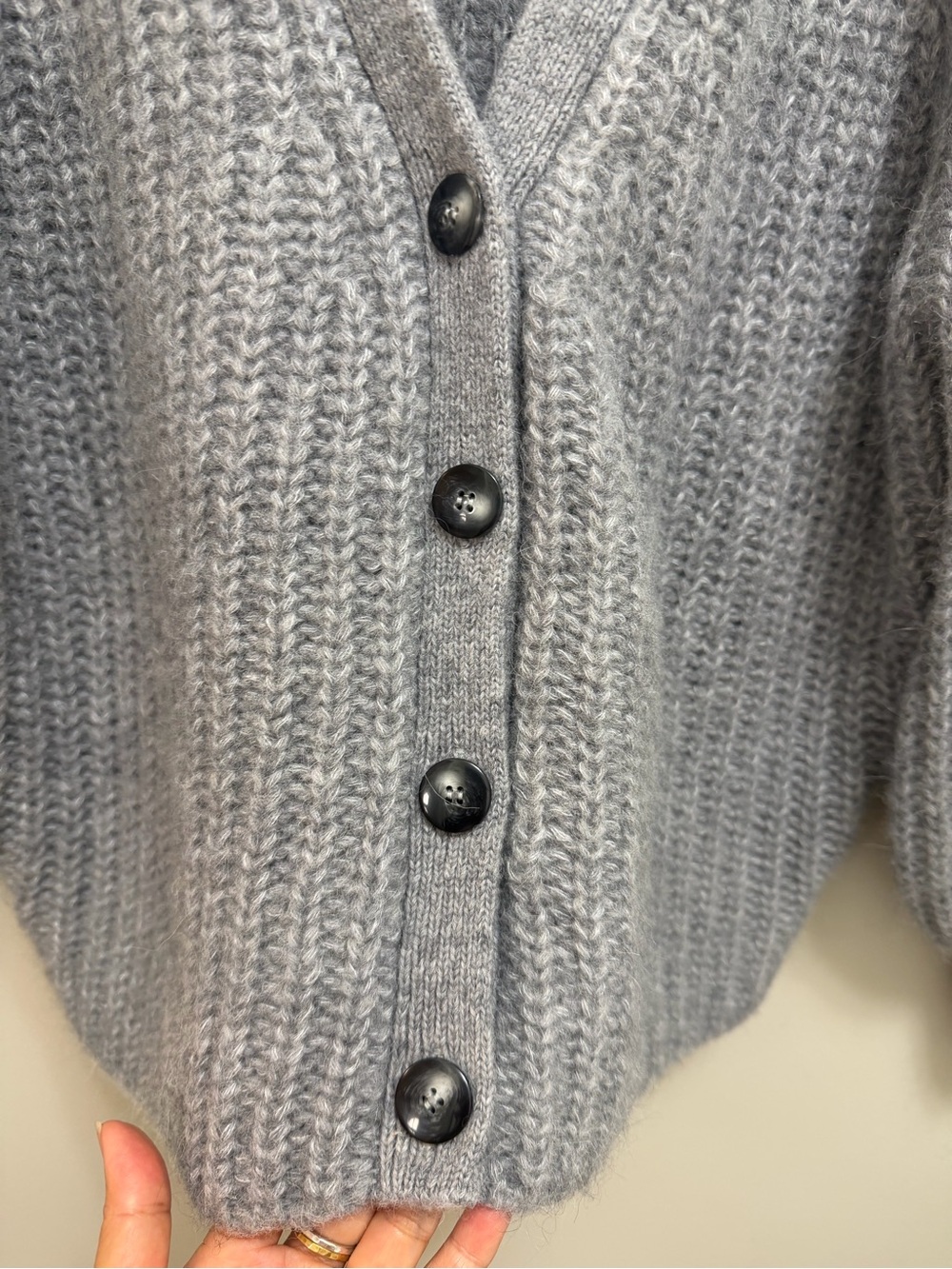 Sezane Basile Cardigan V Neck Alpaca Wool Gray Size XS - Picture 6 of 10
